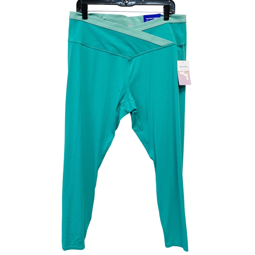 JoyLab‎ Women's Teal Crossover Waistband High Rise 7/8 Leggings Size XXL